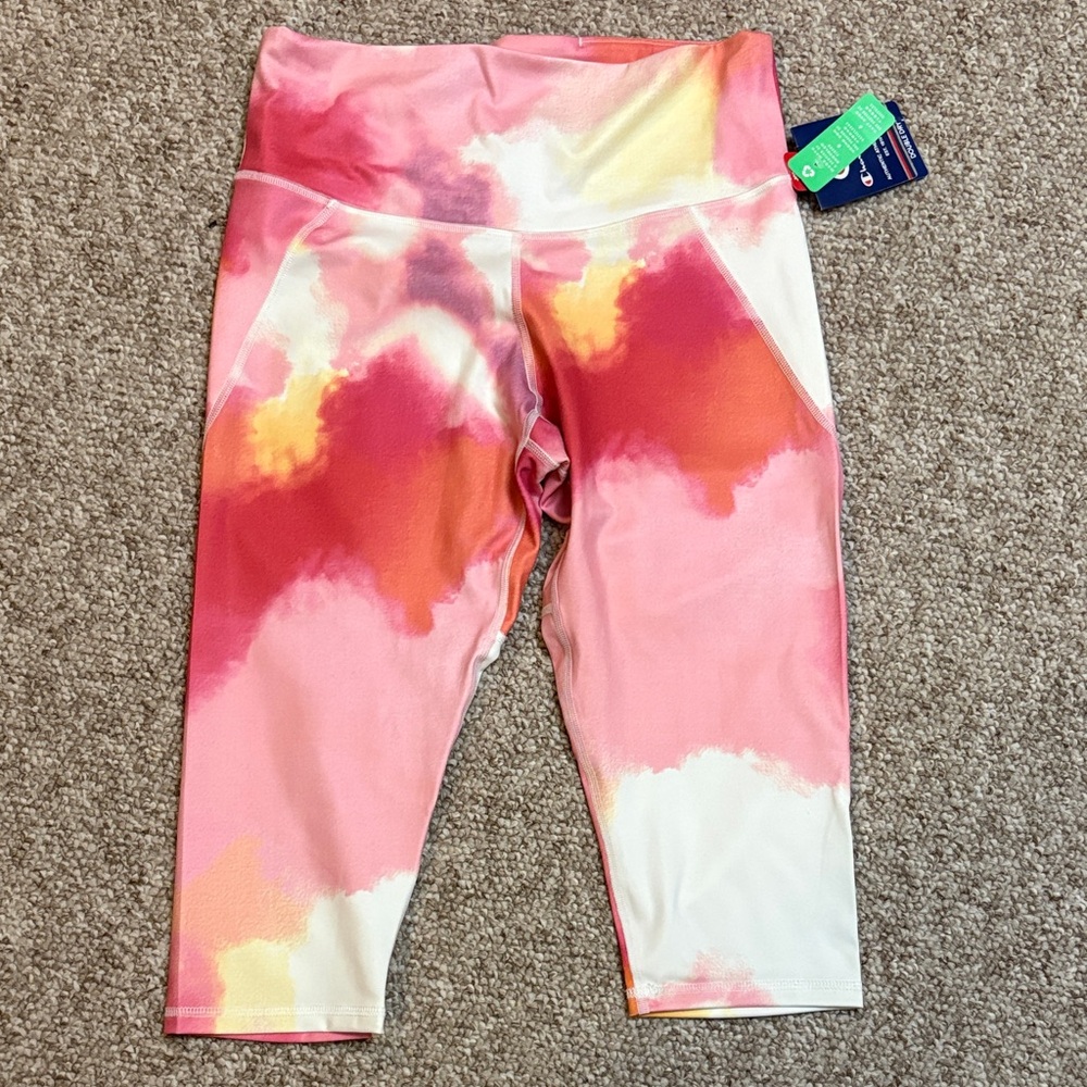 Champion women’s Pink Multi Tie-Dye Active Capri Leggings